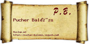 Pucher Balázs névjegykártya
